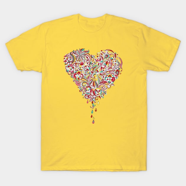 Love Heart Pattern T-Shirt by Alema Art